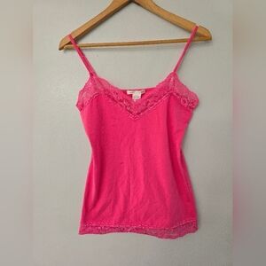 Pink Lace Trim Camisole TopDna Couture Size Large Y2K Lace Trim Camisole Top Pin